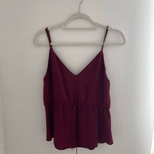 Cranberry Peplum Sinch Waist Blouse